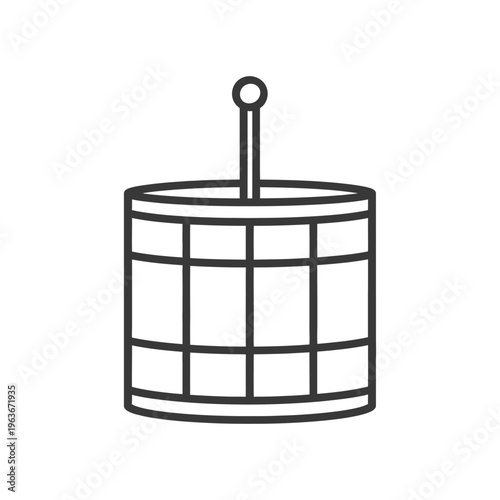 Simple black outline depiction of a cylindrical container with a handle