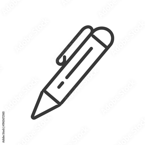 A single line drawing illustration of a simple writing pen