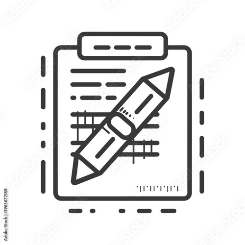 An illustration depicting a pencil placed upon a clipboard document