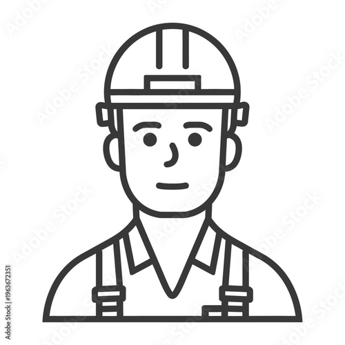 A graphic line drawing of a construction worker person