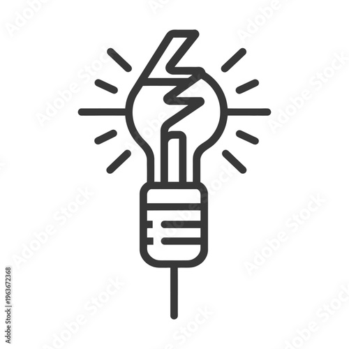 Graphic depiction of a fractured glowing electric light bulb