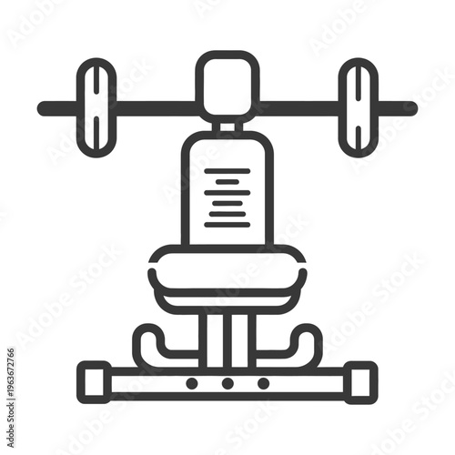 A graphic depiction of a bench press exercise apparatus