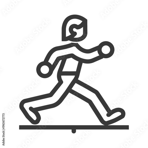 A simple outline drawing of a person running quickly forward