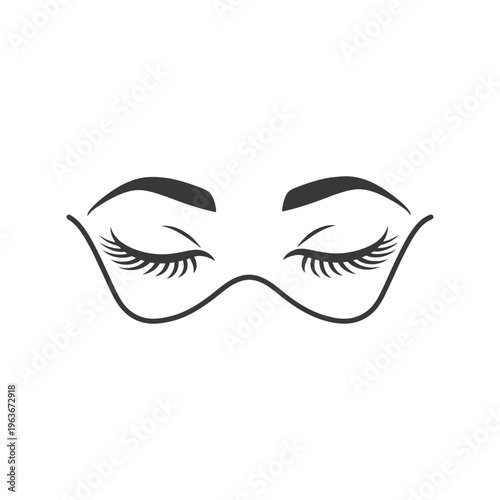 An elegant drawing of closed eyes and defined eyelashes