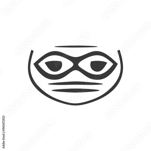 A stylized minimalist depiction of a masked facial expression