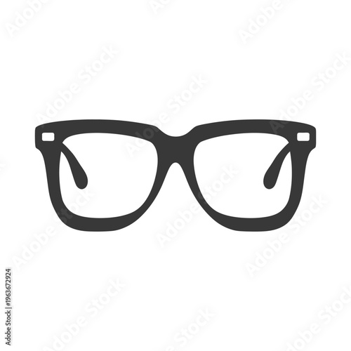 Dark silhouette depiction of a classic pair of eyeglasses