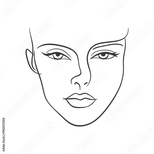 A Line Drawing Showing The Delicate Features Of A Face