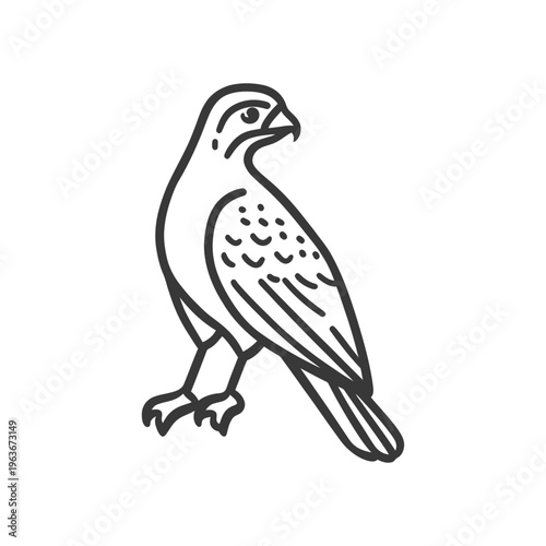 A simple illustration of a bird of prey perched steadily
