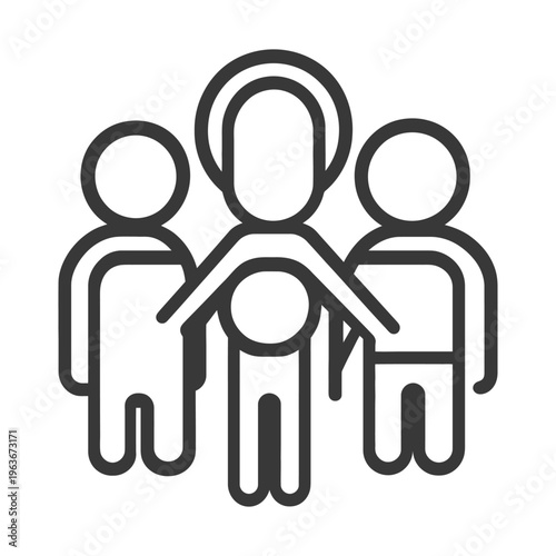 Three Simple Figures Standing Together in a Group Formation