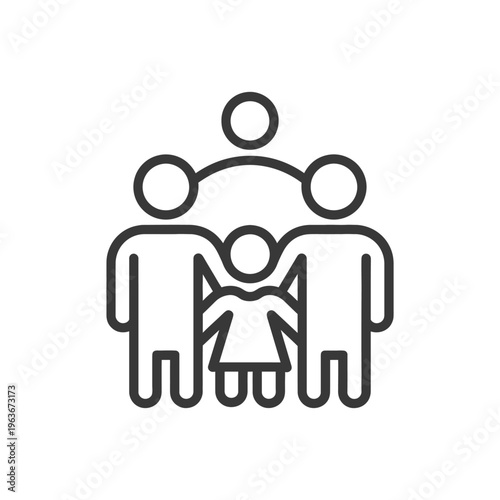 Simplified graphic illustration showing connection among family members