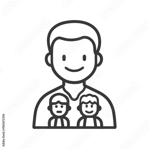 Simple graphic illustration of a family with two children smiling