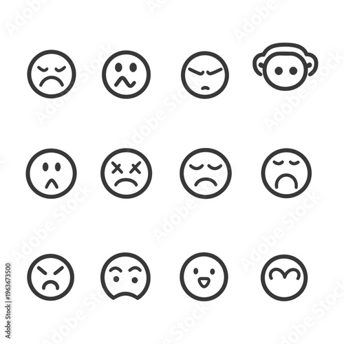 Various Emoticon Faces Representing Different Human Emotions Clearly Displayed