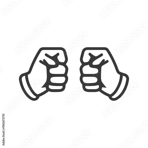 Two closed fists in a vector graphic style on white background