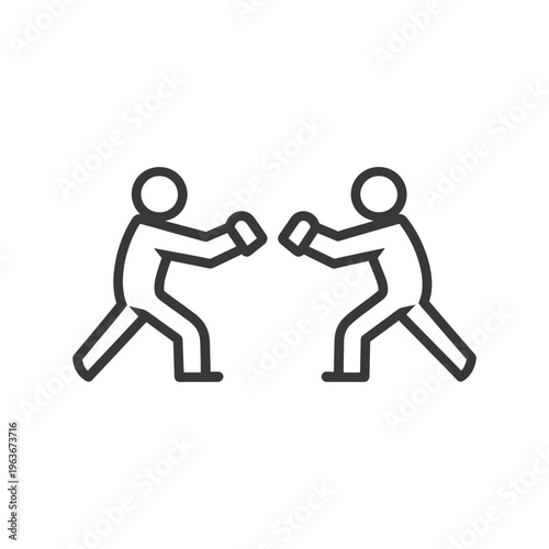 Two simplistic figures engaging in a boxing match activity