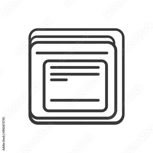 A stack of layered documents with text and lines on pages