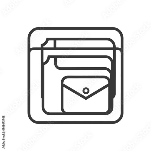 Three layered bags with a small envelope shape depicted