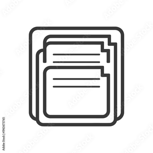 A graphic icon depicting documents arranged in a stack formation