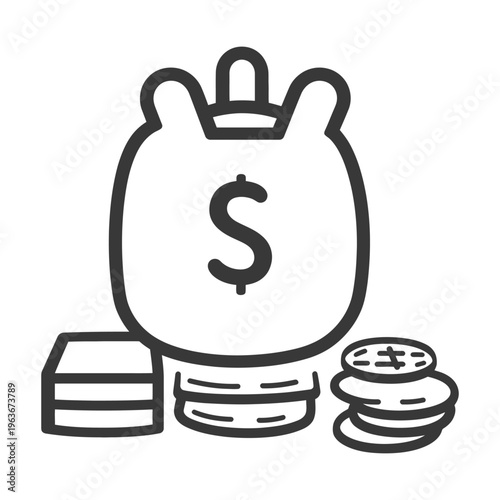 A money bag and coins representing wealth and finances