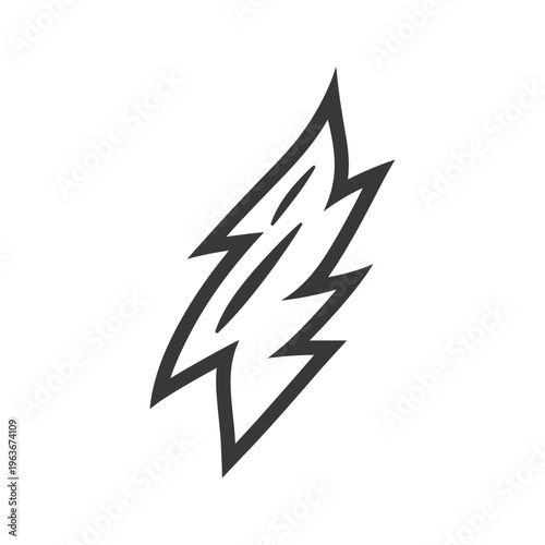 A stylized black and white feather design on a plain background