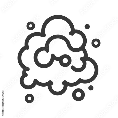 A stylized icon of a cloud with surrounding circular elements