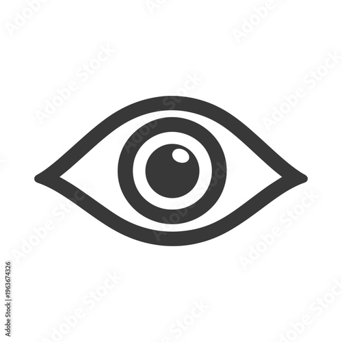 A simple graphic representing a single open eye looking forward