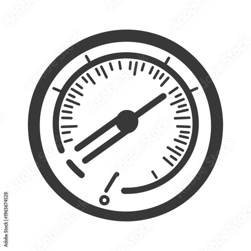 A round black and white pressure gauge measuring a quantity
