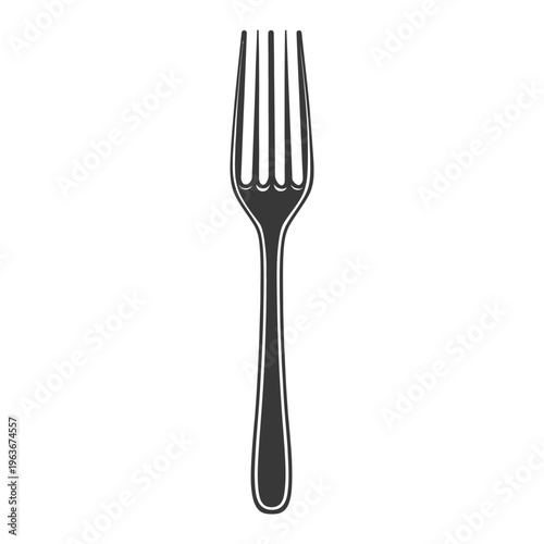 A simple black and white illustration of a four prong fork