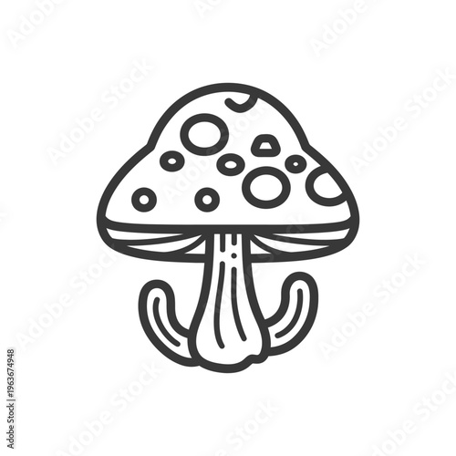 A simple black and white illustration of a mushroom shape
