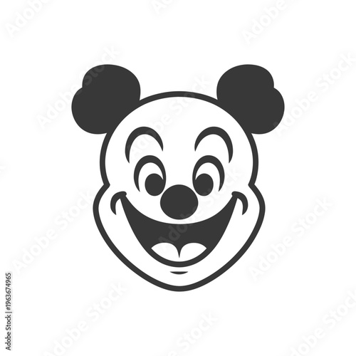 Smiling cartoon mouse face with big ears and happy eyes