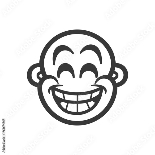 A simple smiling cartoon face with exaggerated happy features