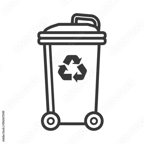 A wheeled garbage bin icon representing recycling and environmental awareness