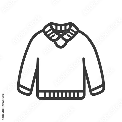 Black and white simple illustration of a collared sweater