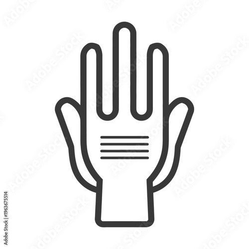 A simple vector illustration depicting the outline of a glove