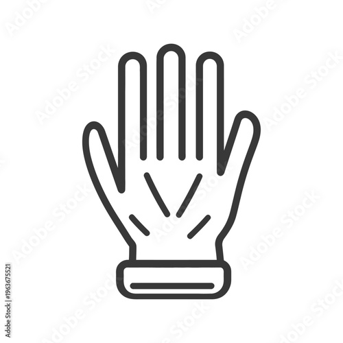 A stylized black and white icon depicting a human hand