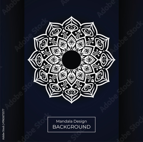 Black and white floral mandala vector decorative pattern