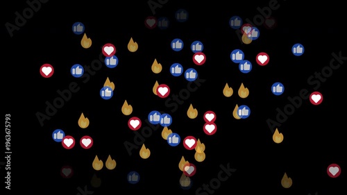 Social media stream reactions live streaming reaction like fountain fly up animated 4k footage