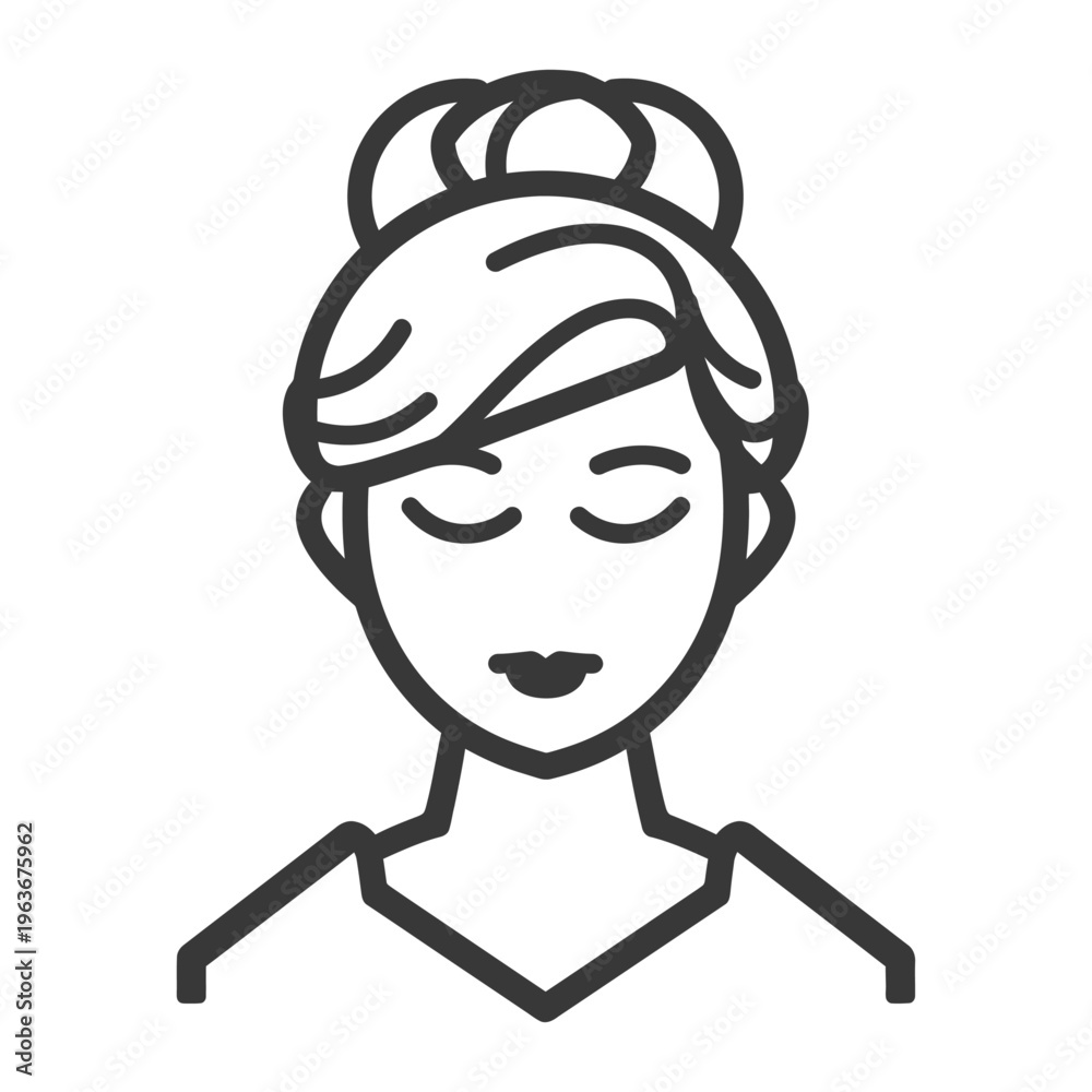 Fototapeta premium A simple line drawing depicting a woman with her eyes closed