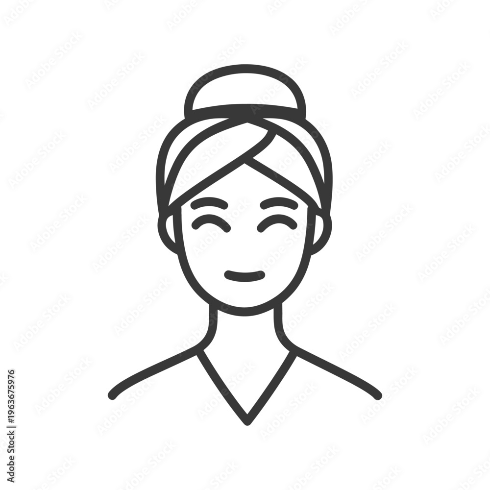 Obraz premium A simplified illustration of a woman with a towel on her head