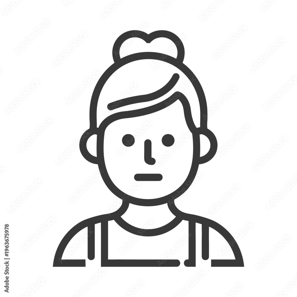 Fototapeta premium A simple minimalist line drawing of a woman with bun