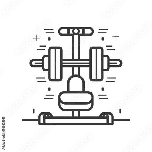 A graphic illustration depicts a weightlifting machine and its components