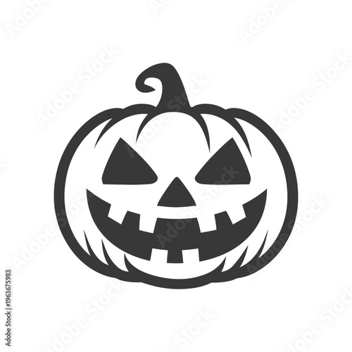 A spooky carved pumpkin with a sinister grin and sharp features