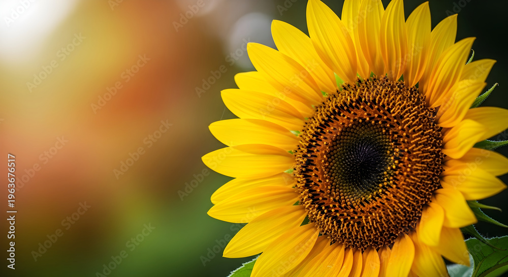 Obraz premium Vibrant sunflower in full bloom with dark center