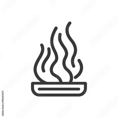 A stylized illustration representing smoke rising from a dish or vessel