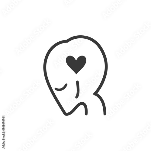 Simple Outline Drawing Depicting Someone Having Love In Their Mind
