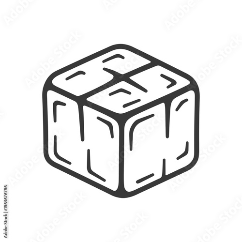 A simple illustrated monochrome image of an ice cube