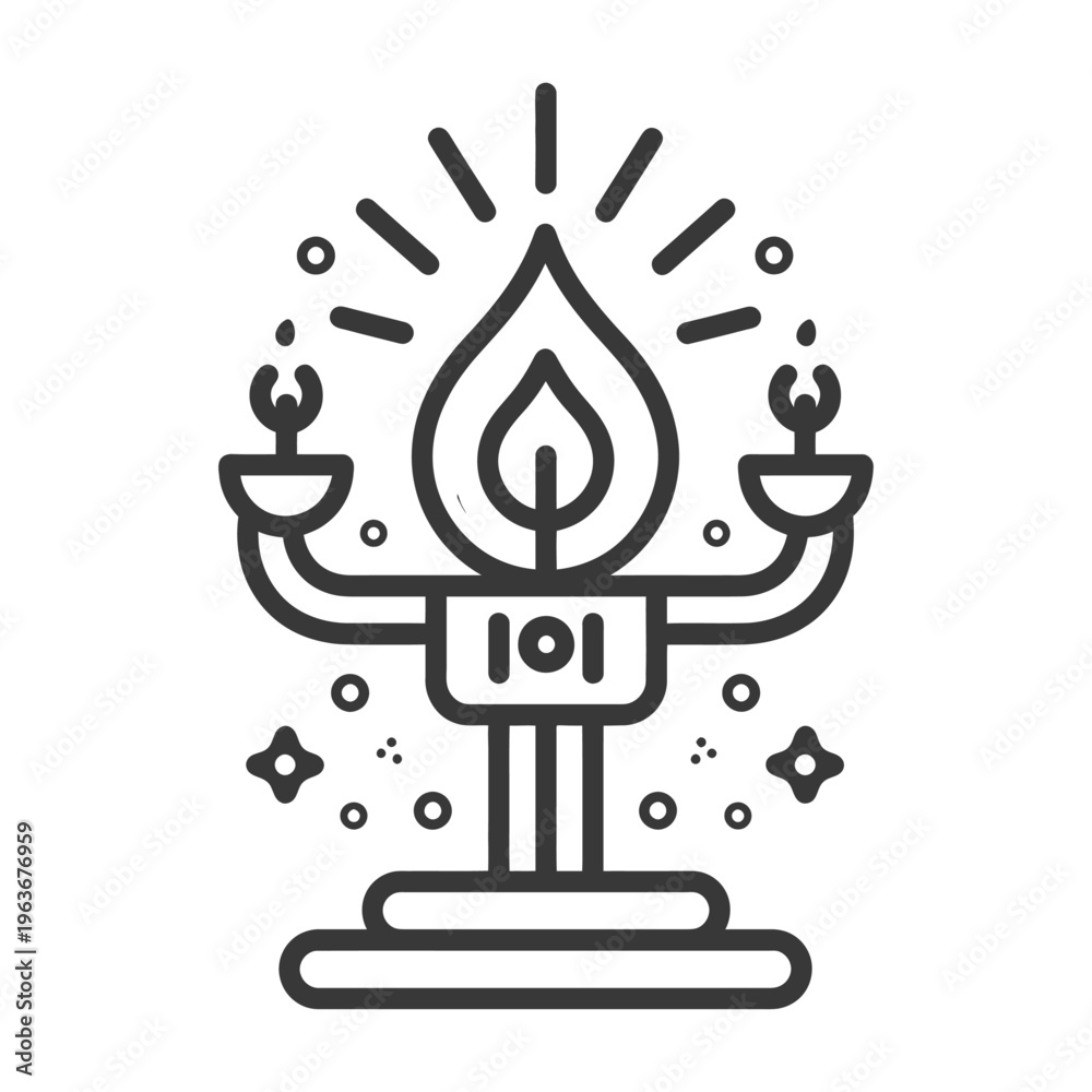 Fototapeta premium A stylized black and white image of a lit candelabra