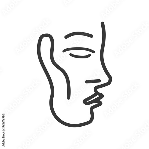 A simple and stylized line drawing of a human face