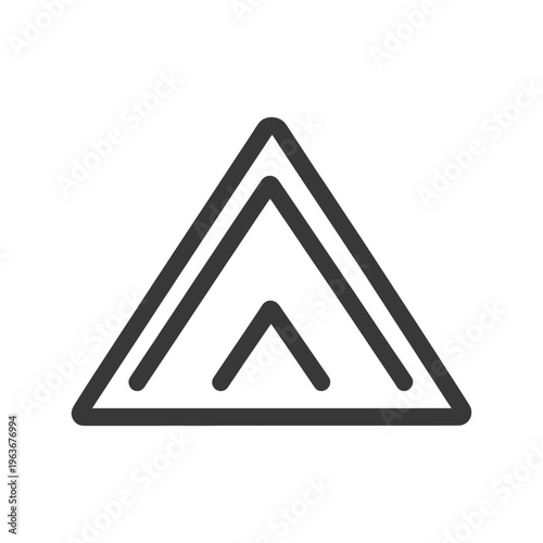 A simple triangular icon displaying a camping tent design