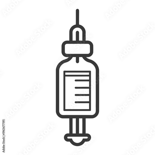 A black and white linear illustration of a medical intravenous drip