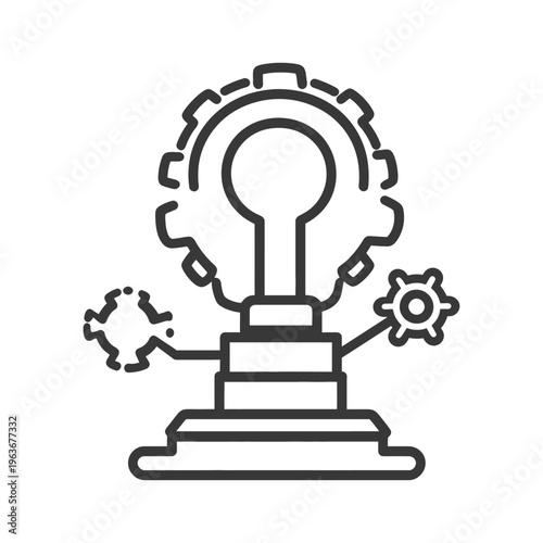 An abstract illustration of a mechanical light bulb apparatus